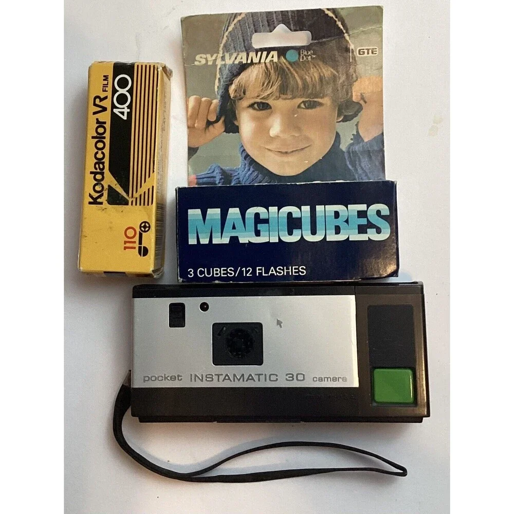 Vintage Kodak Instamatic 30 Camera, 110 Film And Magic cubes Untested As Is